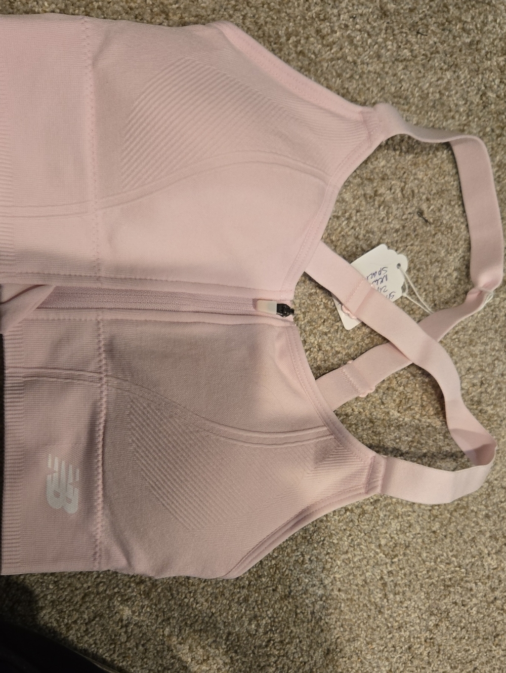 New Balance Light Pink Front-Zip Sports Bra